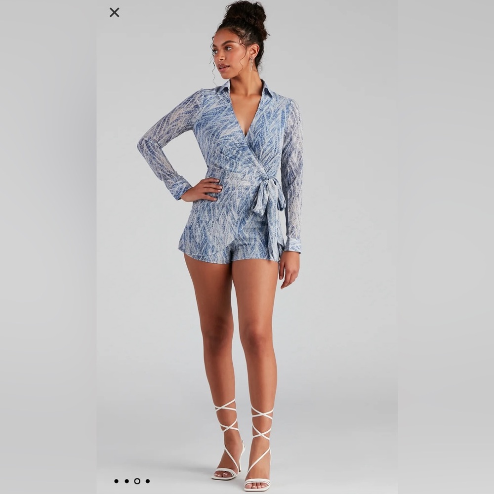 NWT Short Sexy Chiffon Tie Romper L
